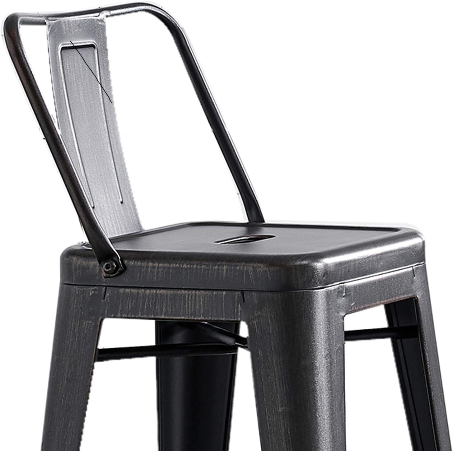 AC Pacific 30” Metal Barstool Set of 2 – Country Rustic Style with Low Back, Lightweight & Sturdy Build, Easy Assembly – Matte Black