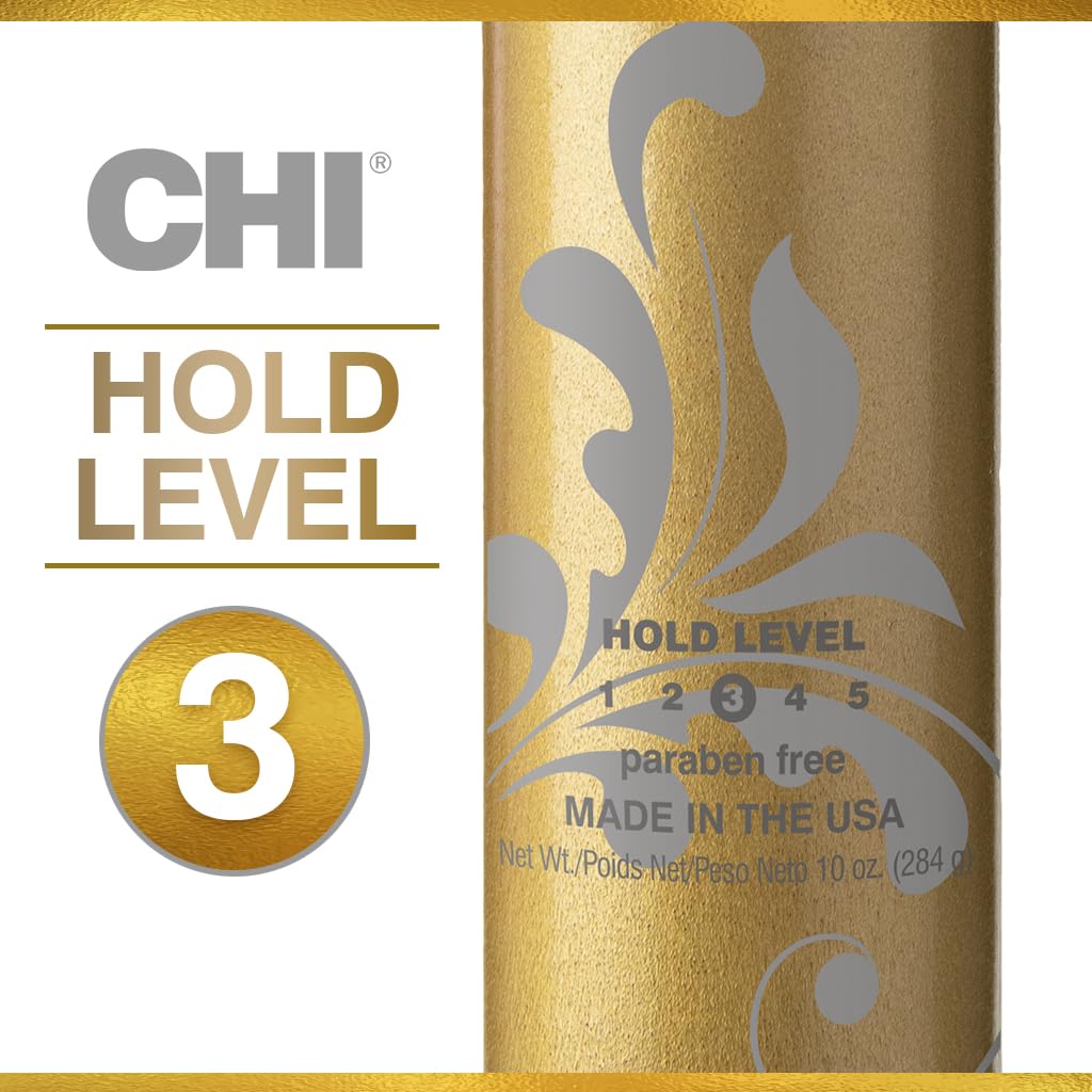 CHI Keratin Flex Finish Hair Spray, Lightweight, Long‑Lasting Hold & Smooth Styling, Controls Frizz, Flyaways & Seals Out Humidity, Professional Hair Finish Spray, Unscented, 10 Oz
