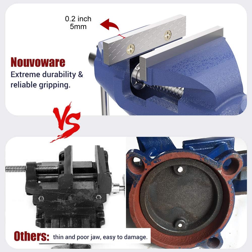 Nuovoware Table Vise 3 Inch, Universal Vise Bench Clamp, Blue