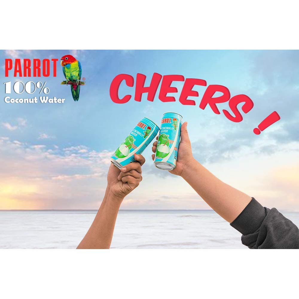 Parrot Brand Coconut Water No Pulp 490ml 16.6 fl. oz.100% Juice Refreshing Coconut Taste Natural Essential Plant Based Non-GMO Electrolytes