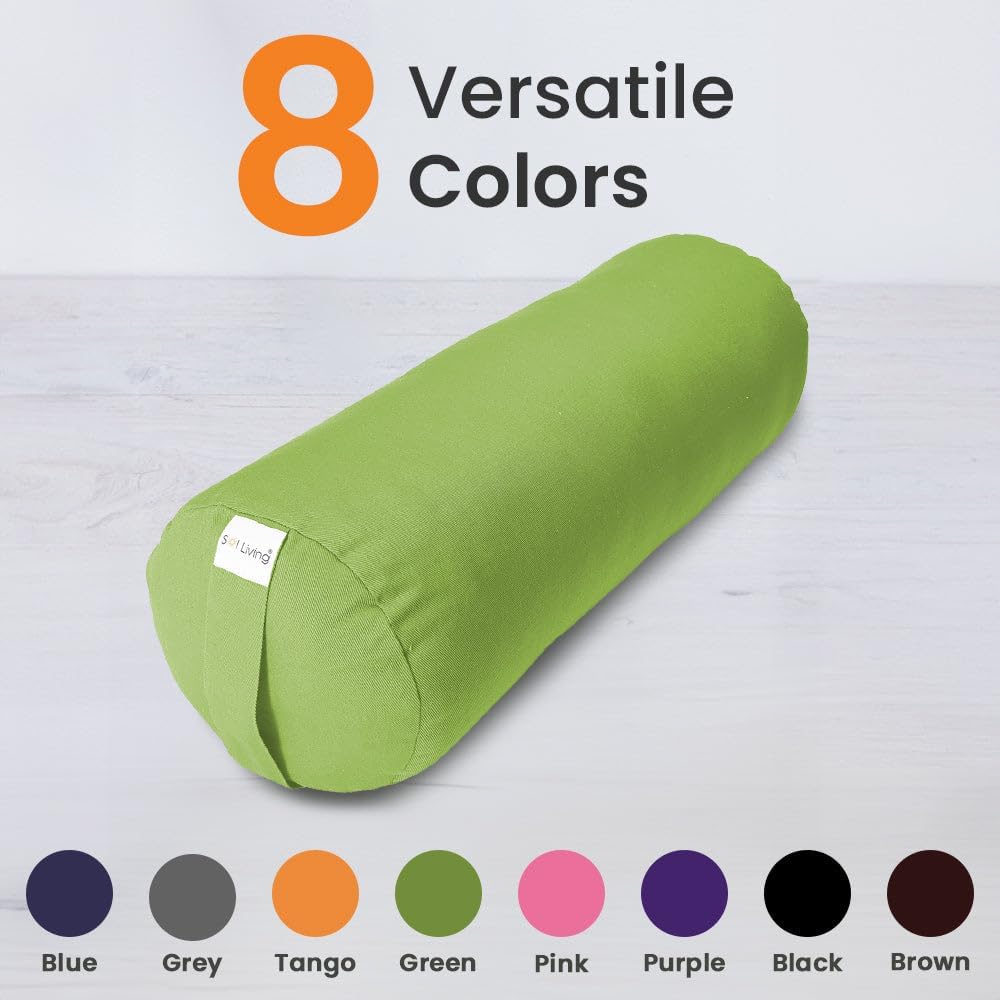 Sol Living Yoga Bolster Pillow for Restorative Yoga, 100% Cotton Meditation Cushion