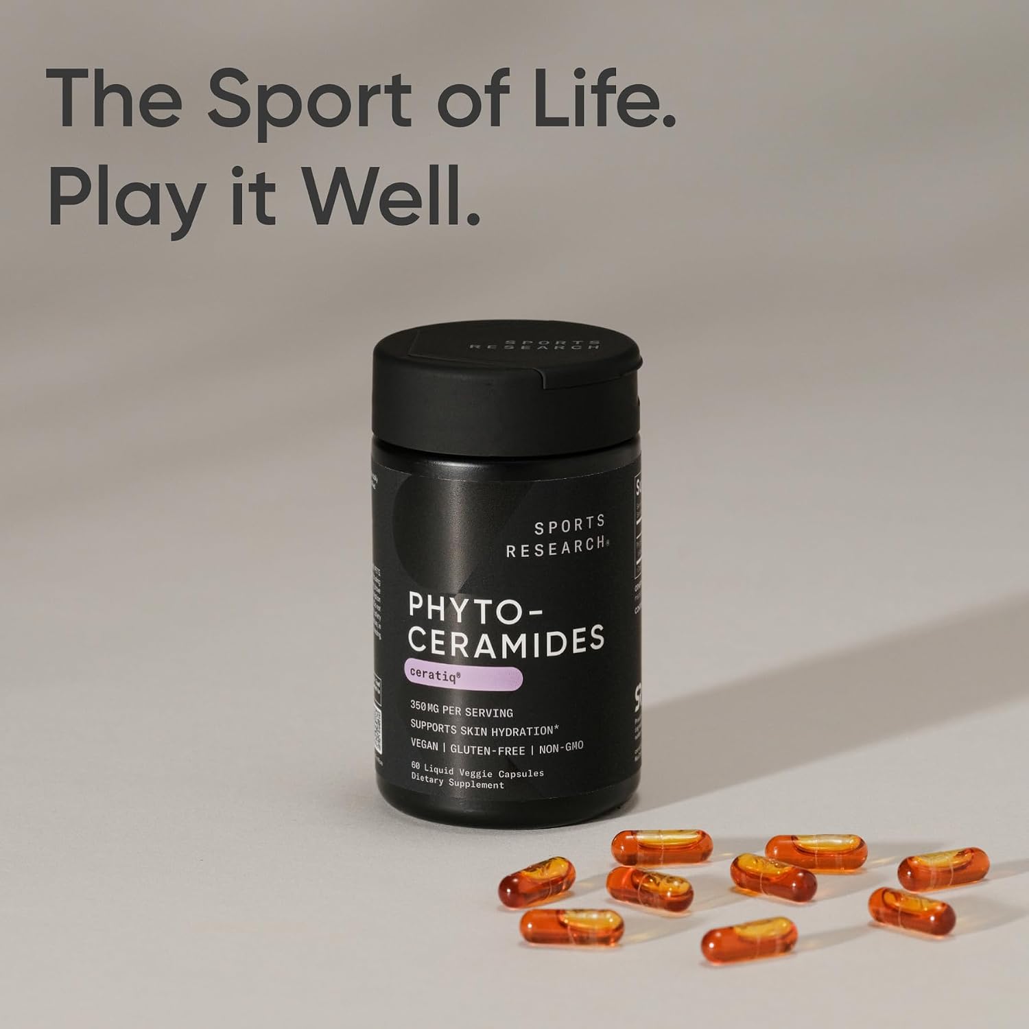 Sports Research® Phytoceramides 350mg w/Ceratiq®, 30 Softgels | Plant-Derived Ceramides for Beauty from Within Skin Hydration | Made with Certiq® | Non-GMO, Soy-Free - 30 Servings