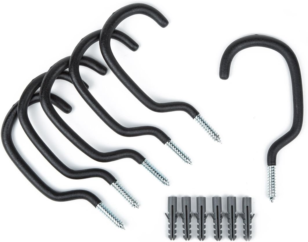 Presa Heavy Duty Bike Rack Hook Set, Black, 6-Pack