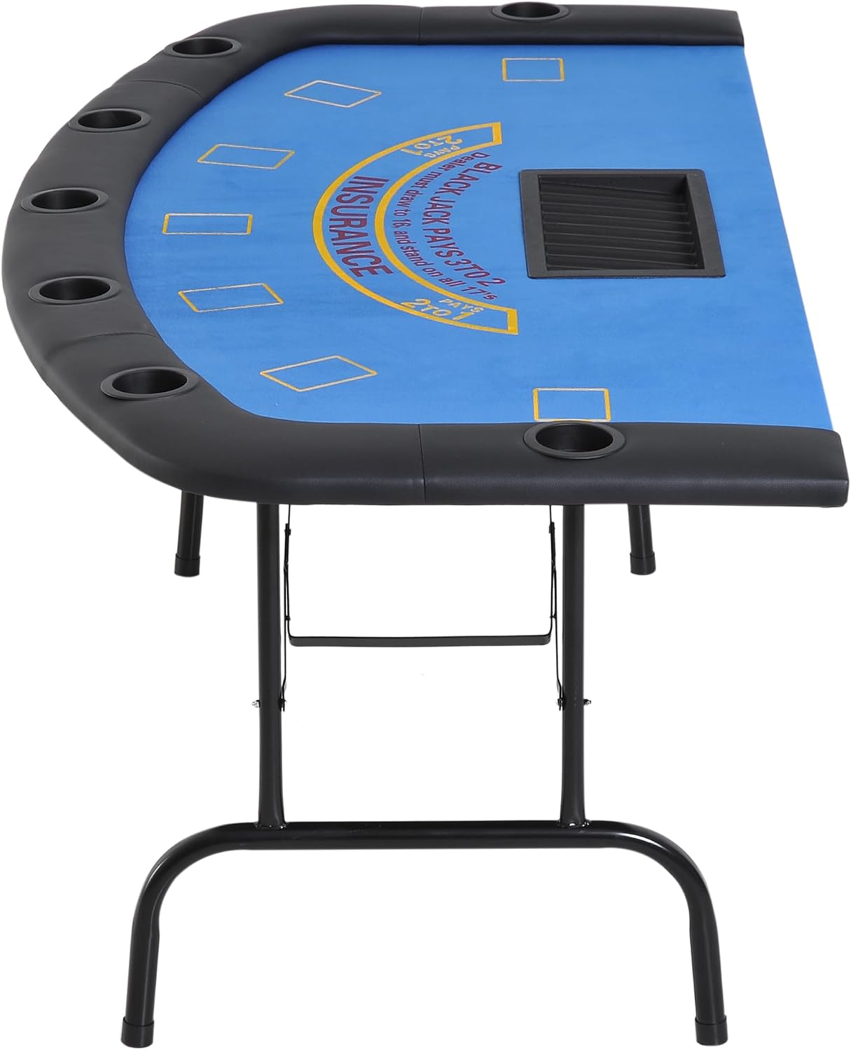 Soozier Poker Table Foldable Blackjack Table for 7 Players 72" Green Felt