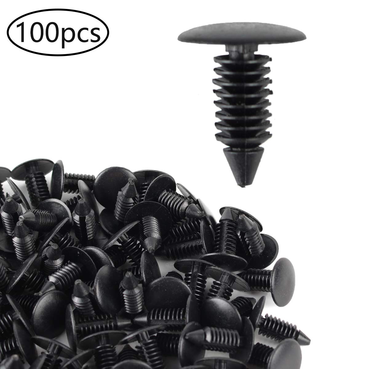 AUTOKAY 100Pcs 8mm Bumper Clips Auto Car Hole Plastic Rivets Fastener