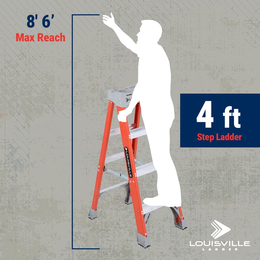 Louisville Ladder 2-Foot Fiberglass Step Stool Industrial, 300-Pound Load Capacity, Type IA, FS1502