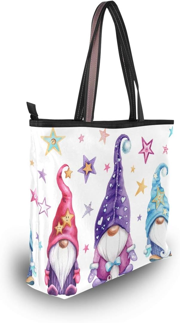 Watercolor Magic Gnomes Stars Handbags and Purse for Women Tote Bag Large Capacity Top Handle Shopper Shoulder Bag
