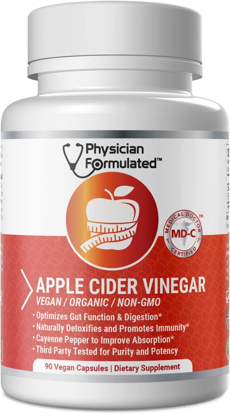 100% Organic Apple Cider Vinegar Capsules 750mg in just 1 Pill Pure Raw Apple Cider Vinegar with Cayenne Pepper for Natural
