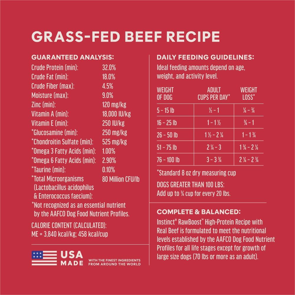 Instinct RawBoost, Dry Dog Food + Freeze Dried, Real Beef, 10 lb. Bag | High-protein kibble with FreshDried raw bites, USA-raised beef, grain-free recipe, 6-in-1 health benefits