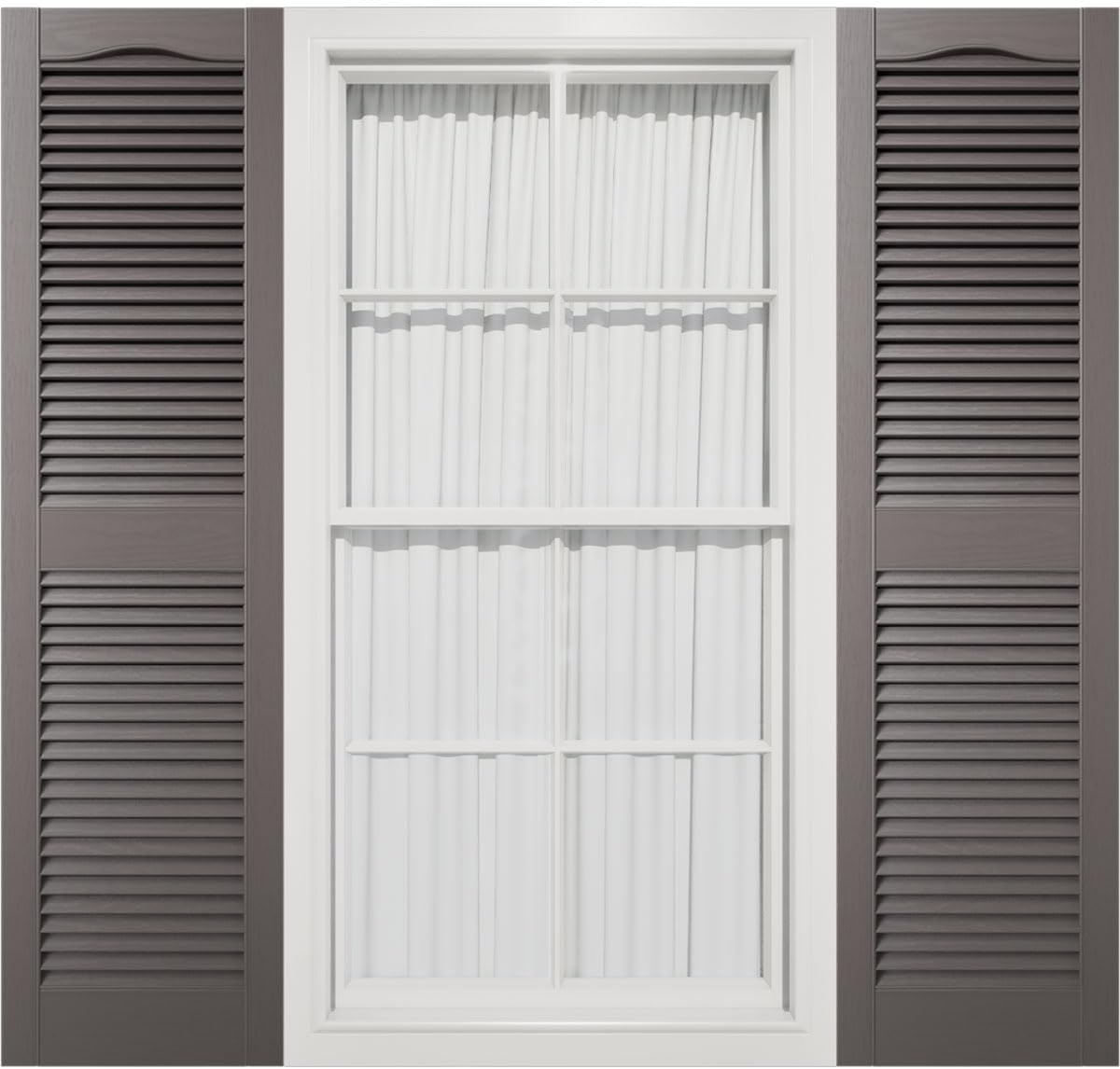 Mid America 00011455002 Standard Size Cathedral Top Center Mullion, Open Louver Vinyl Shutter, w/Installation Shutter-Lok's & Matching Screws (Per Pair), 002, 14 1/2"W x 55"H, Black