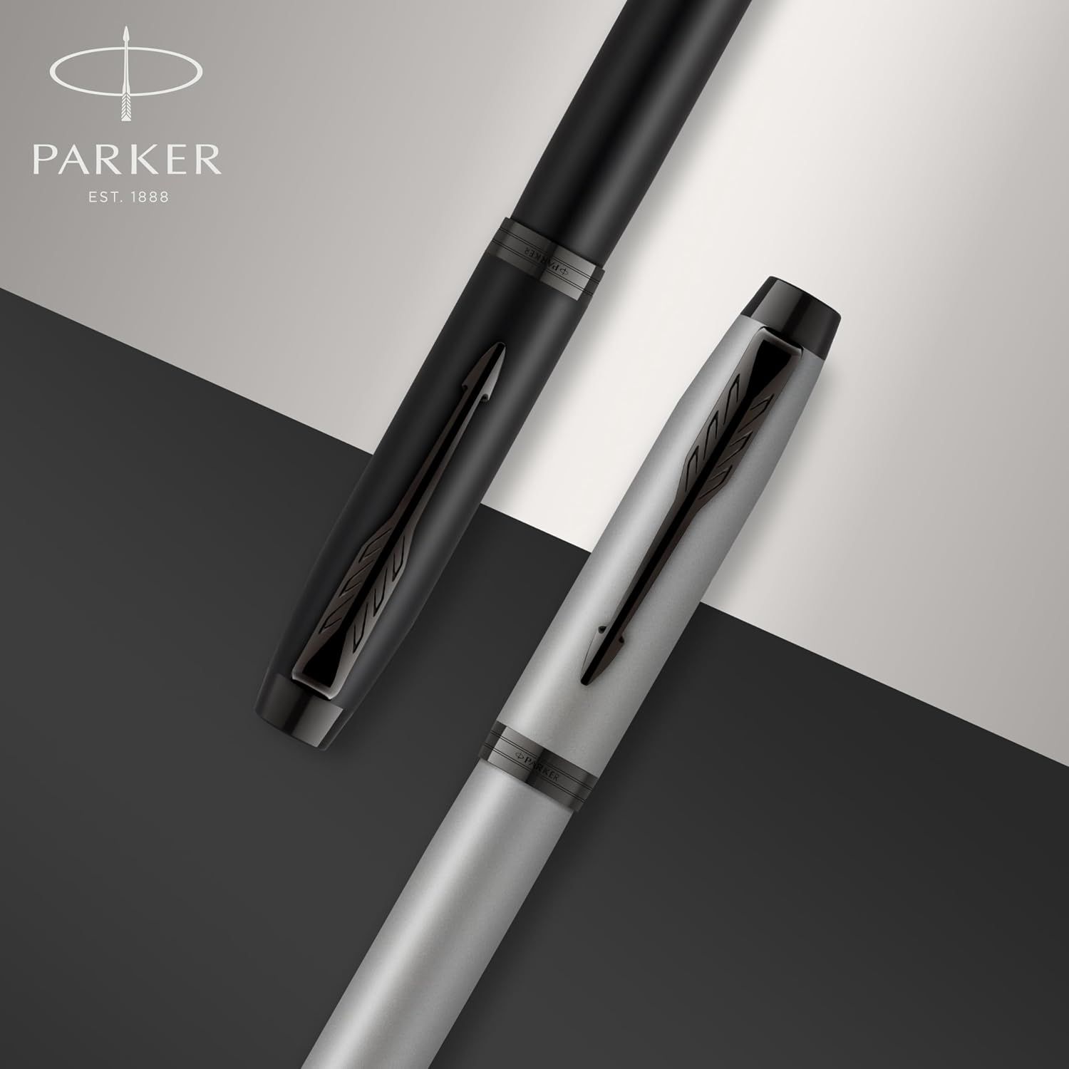 Parker IM Fountain Pen, Black Lacquer Gold Trim, Medium Nib with Blue Ink Refill, Gift Box (1931652)