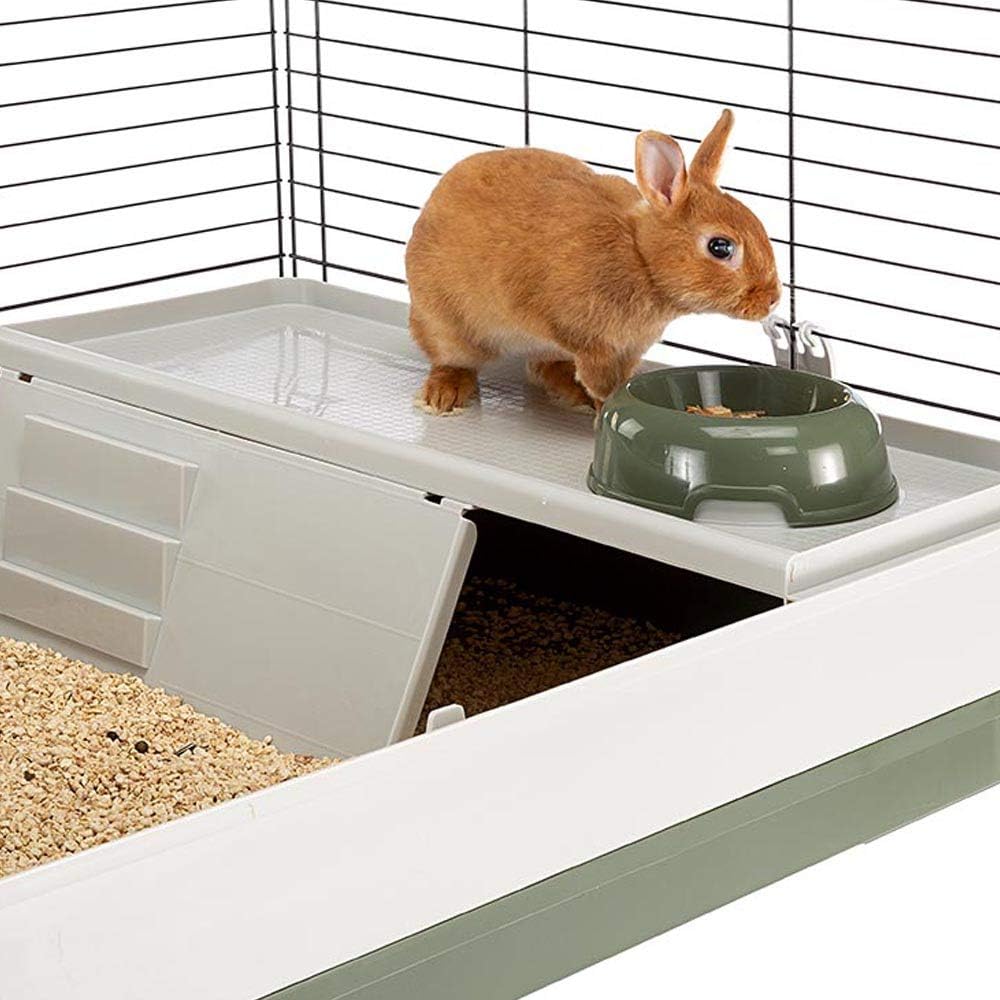 Ferplast Krolik Green Rabbit Cage Deluxe | Rabbit Cage Includes All Accessories & Measures 39.4L x 23.6W x 19.7H & Includes All Accessories | 1-Year Manufacturer's Warranty