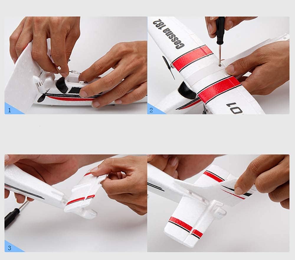 RC Plane Remote Control Airplane - PLRB Toys 2.4Ghz 2 Channels DIY RC Airplane Radio Control Cessna 182 Aircraft EPP Foam Glider Toys (Two Batteries)