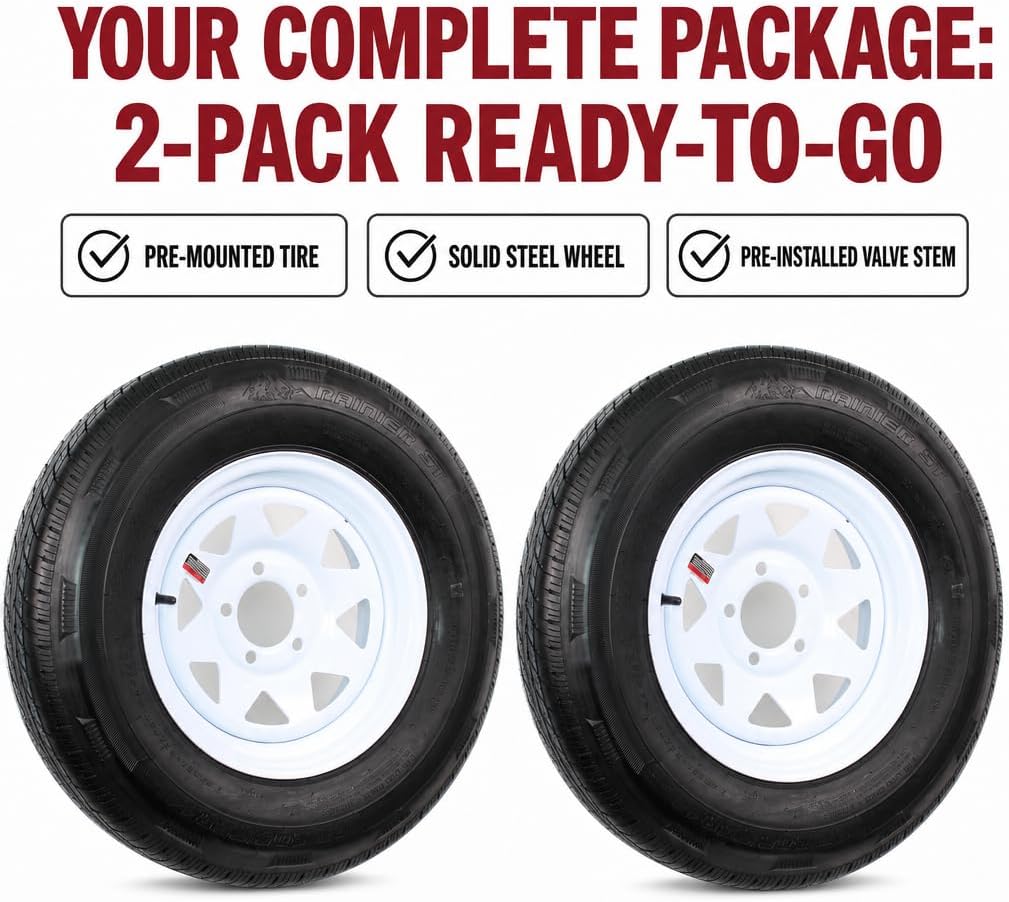 eCustomrim 2-Pack Radial Trailer Tire Rim Assembly ST205/75R14 5 Lug Load D