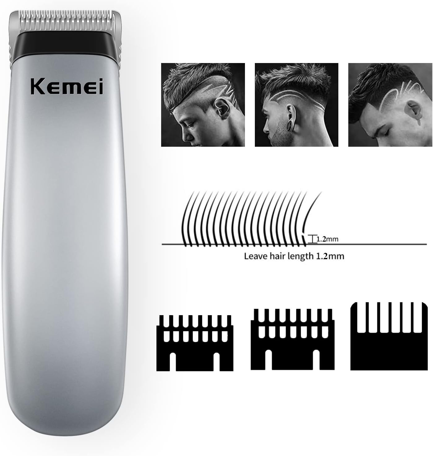 KEMEI Mini Clippers Trimmer Groomer Cordless Self-Haircut Kit Styling Shears with Stainless Steel | Cordless Self-Haircut Kit