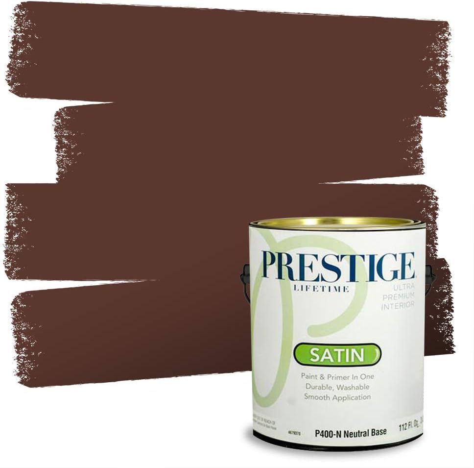 PRESTIGE Paints Exterior Paint and Primer In One, 1-Gallon, Semi-Gloss, Comparable Match of Sherwin Williams* French Roast*
