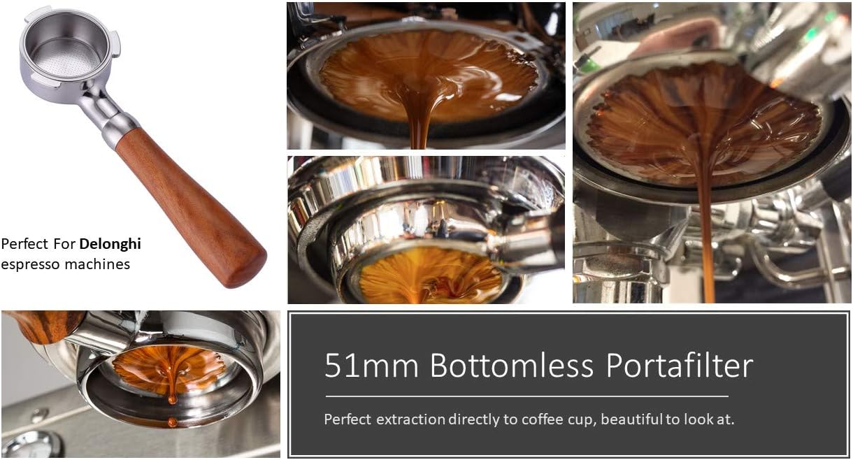 54mm Filter Basket Stainless Steel Portafilter Basket Espresso Handle Compatible with Breville Portafilter BES870XL, BES860XL, BES840XL