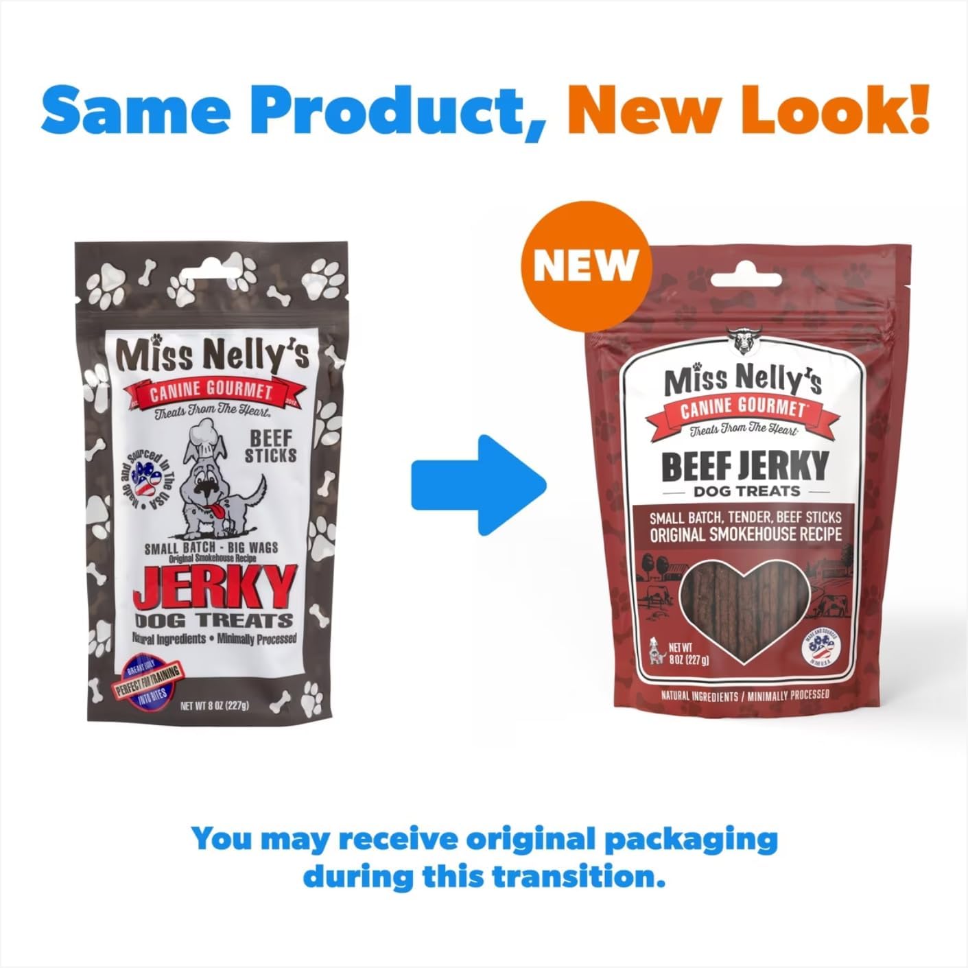 Miss Nelly's- All Natural Beef Jerky Dog Treats Made in USA Only, 16 oz Bag