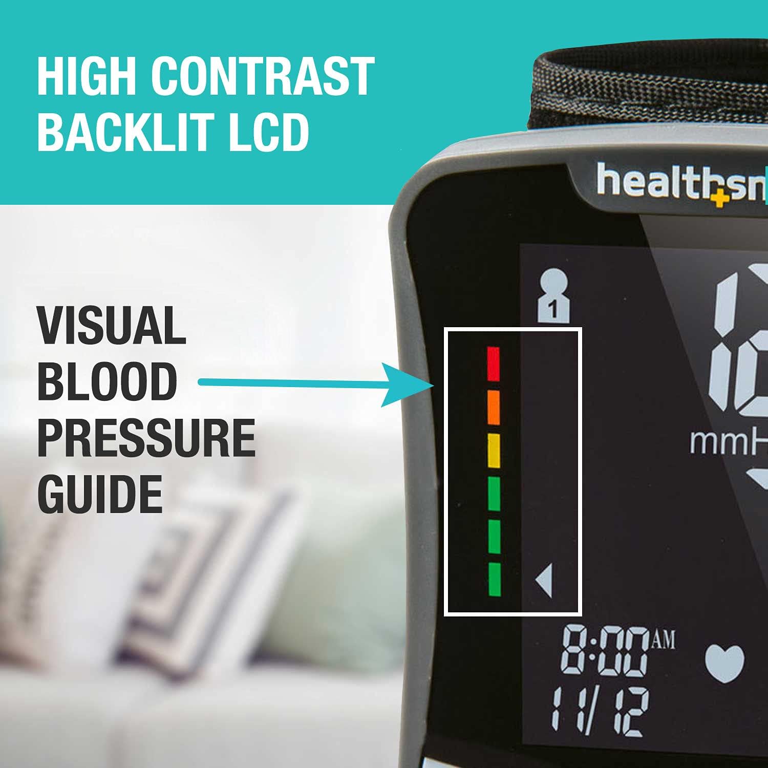 HealthSmart Digital Premium Wrist Blood Pressure Monitor with Cuff That Measures Pulse Heartbeat and High or Low BP