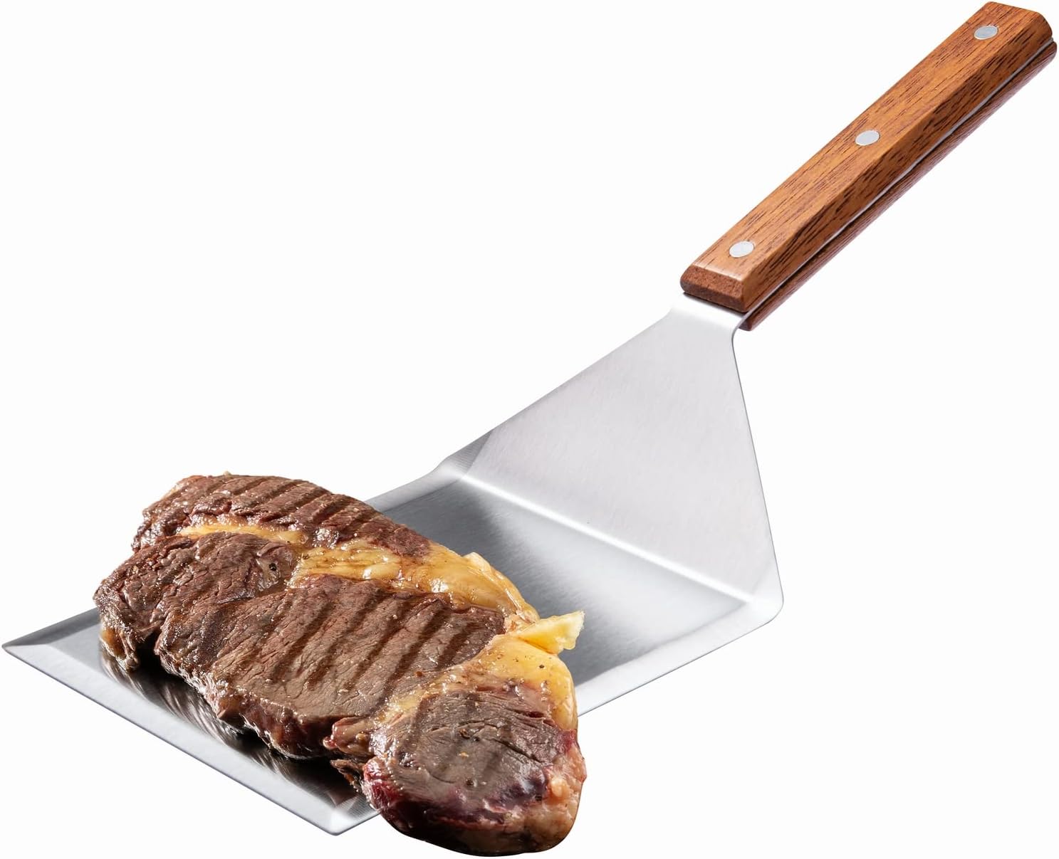 Homi styles Cookie/Brownie Spatula Small Metal Spatula With Merbau Wooden Handle | Heavy Duty Stainless Steel Flipper With Beveled Edges | Small