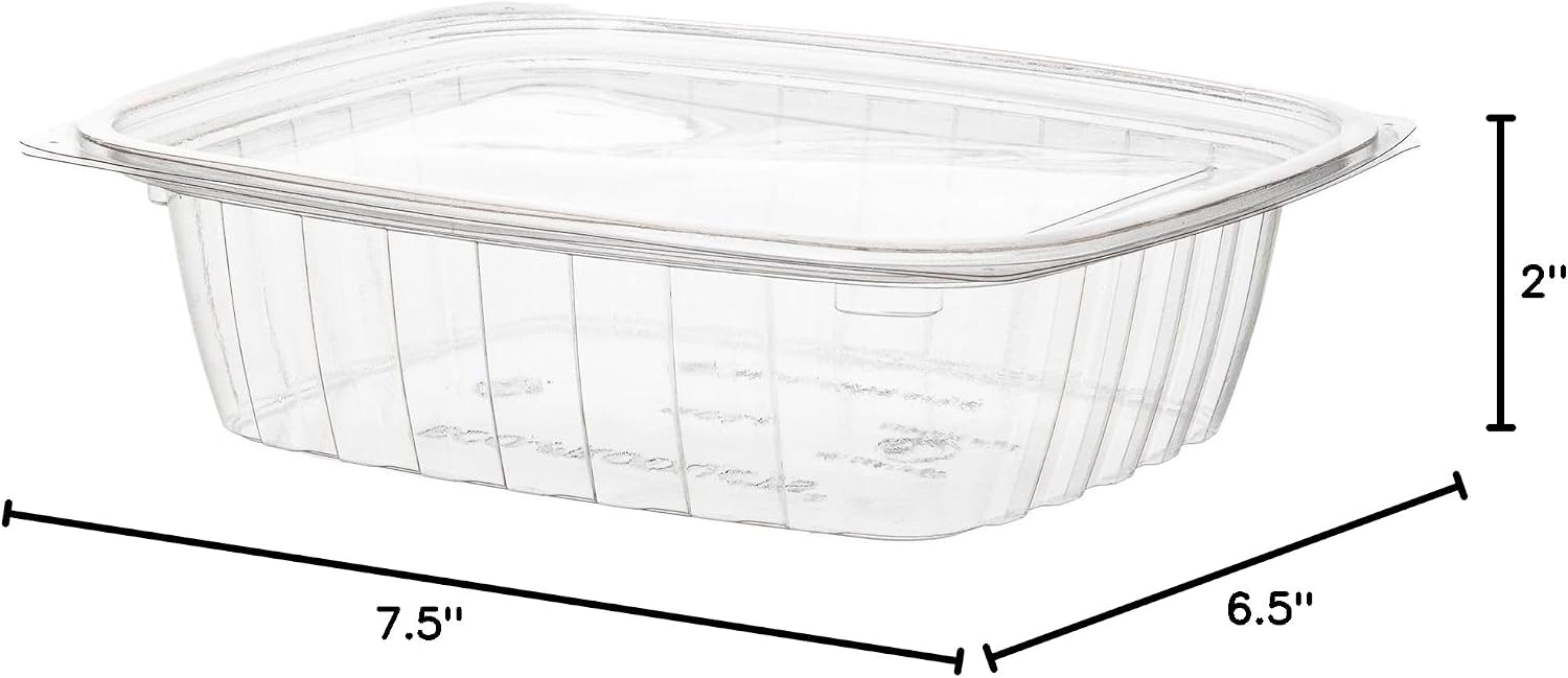 Eco-Products EPRC32 Renewable & Compostable Rectangular Deli Containers - 32oz., 50 Per Pack (Case of 4 Packs), clear