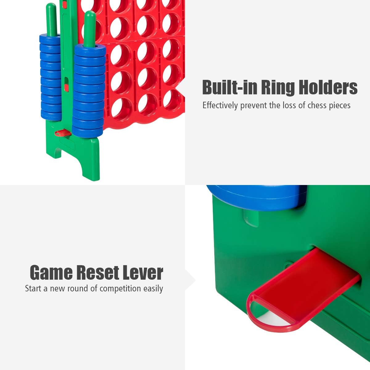 Costzon Giant 4-in-A-Row, Jumbo 4-to-Score Giant Game Set for Kids & Adults, Indoor Outdoor Yard Connect Game