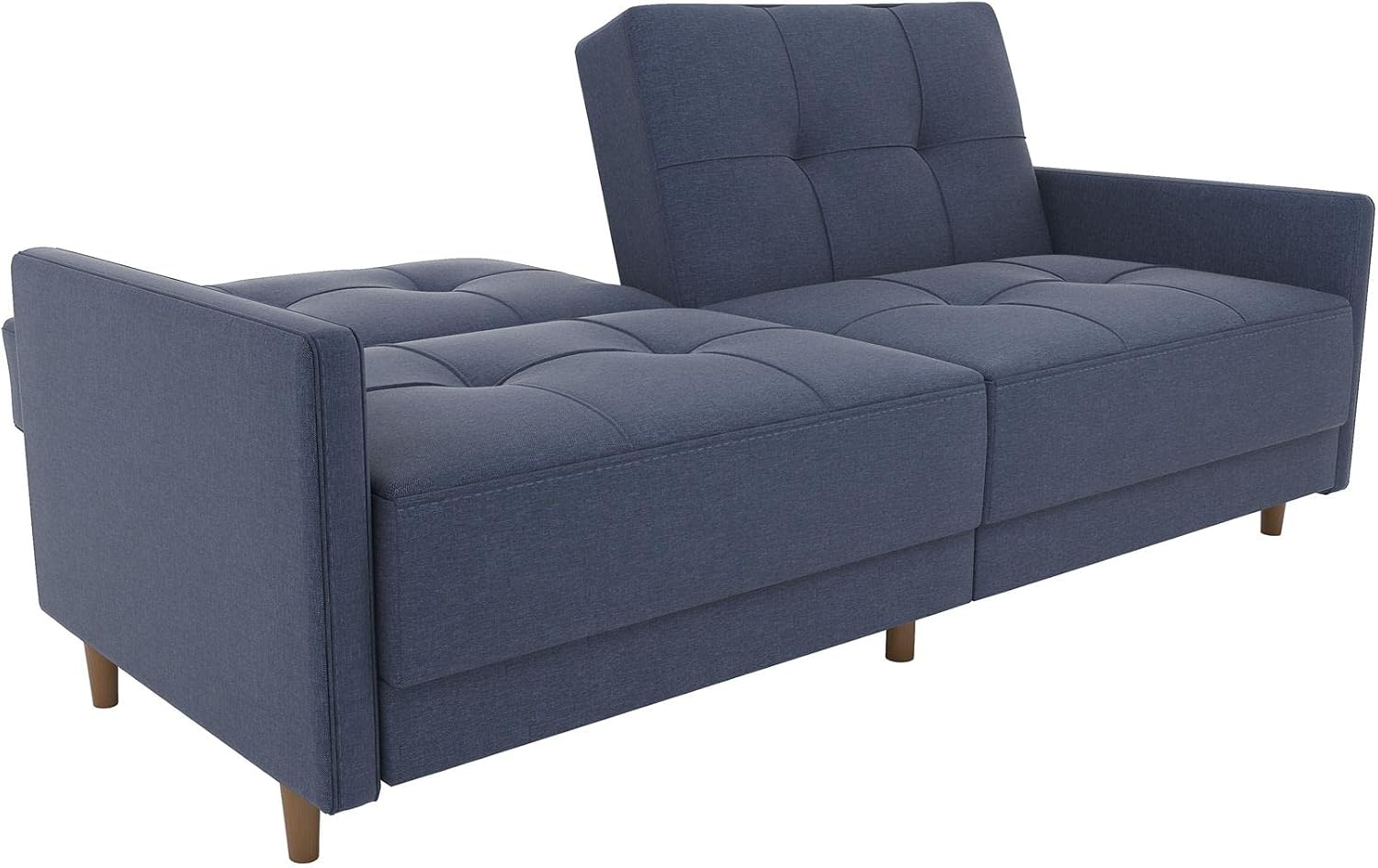DHP Andora 76 Inch Futon Sofa Bed, Modern Upholstered Couch Sleeper with Button Tufted Back and Seat, Navy
