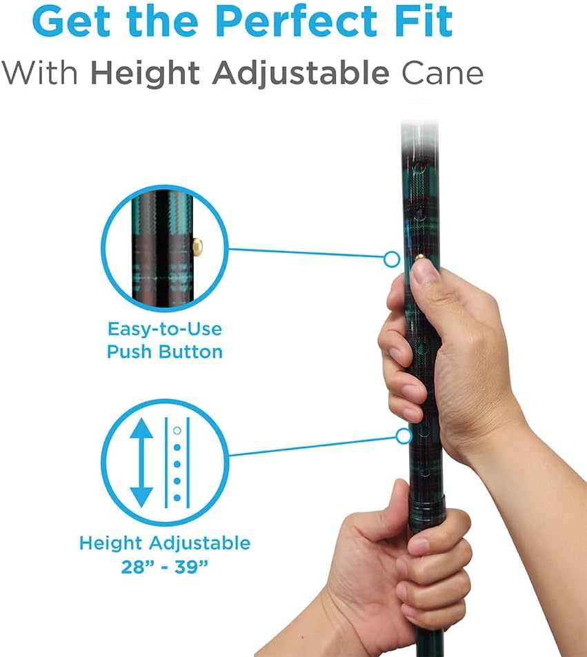 NOVA Designer Walking Cane with Offset Handle, Lightweight Adjustable Walking Stick with Carrying Strap, “Maui Flowers” Design