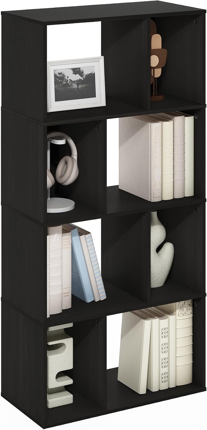 Furinno LUDER Book Shelf, 6-Tier Tall Modern Bookshelf, Bookcase with Open Shelves, 9.3 x 12 x 71, for Living Room, Bedroom, Home Office, White