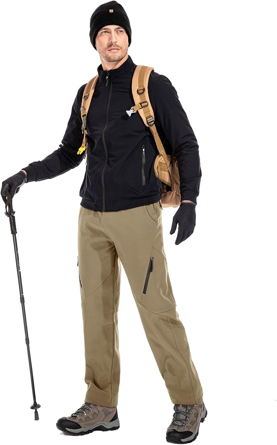 Men's Waterproof Pants Fleece Lined Insulated Winter Hiking Ski Snow Pants