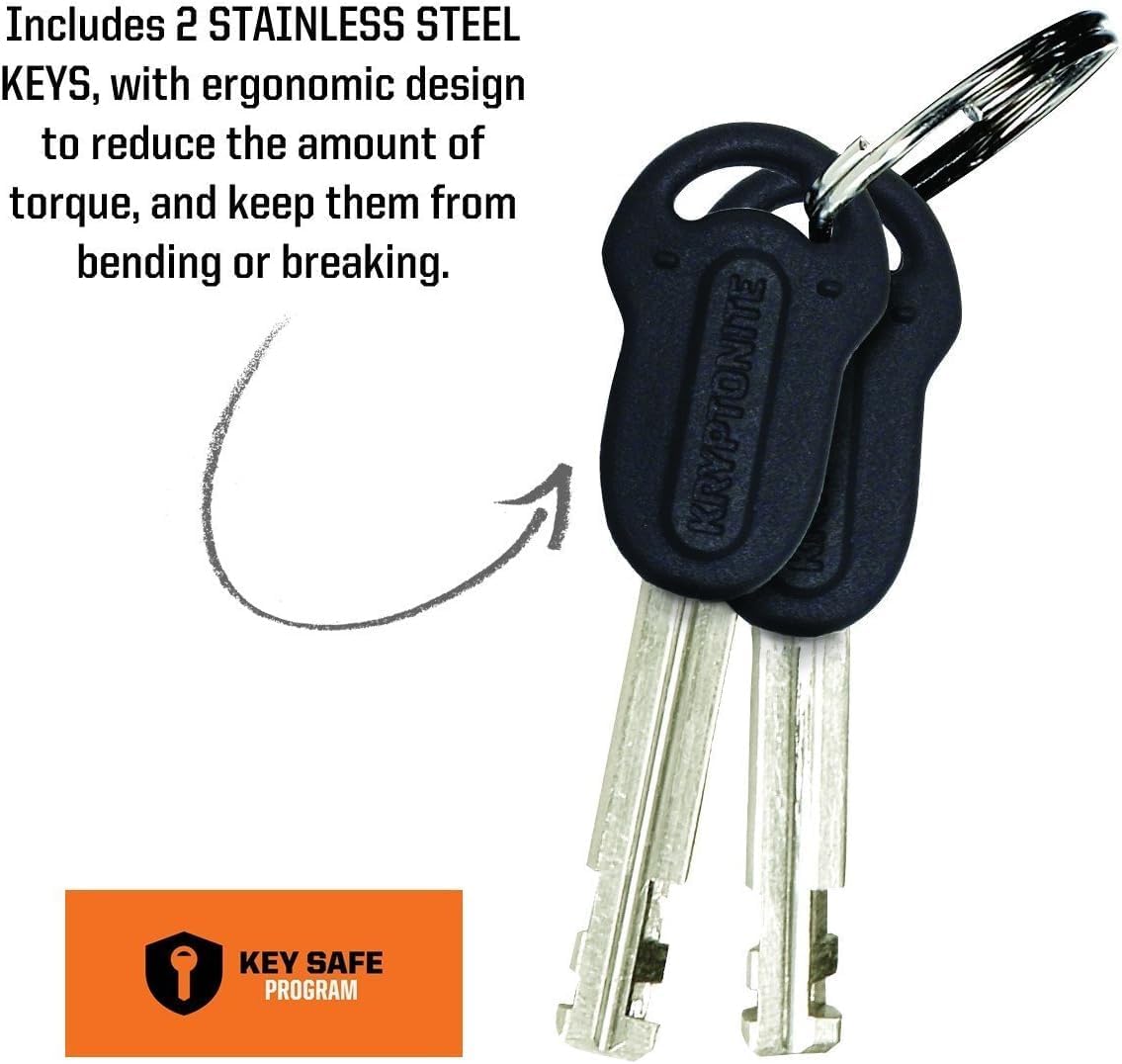 Kryptonite Kryptolok Mini-7 Bike U-Lock, 4ft Security Cable and Keys | 12.7mm hardened steel shackle, double deadbolt design, includes FlexFrame-U mounting bracket and 10mm looped steel cable