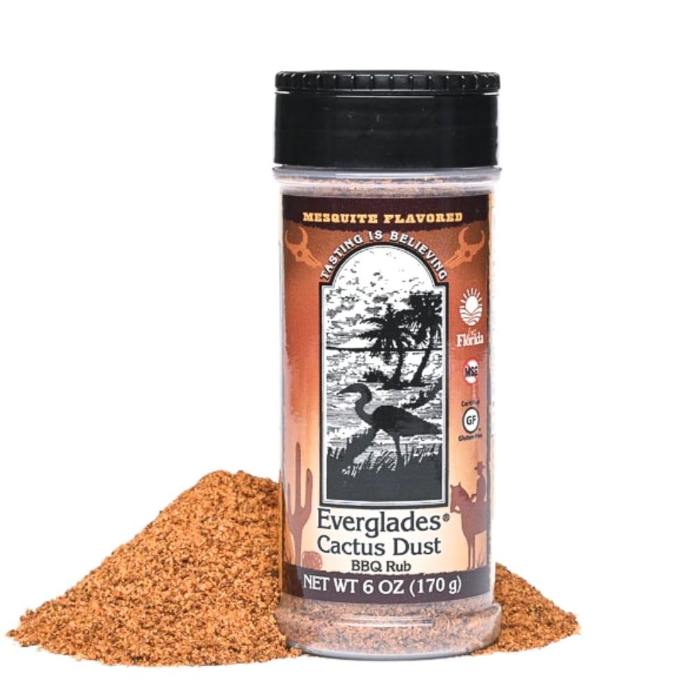 Everglades Cactus Dust BBQ Seasoning - Gluten Free - Mesquite, 6 oz | Southern Cuisine Blend, No Pesticides, Caramelized Crust