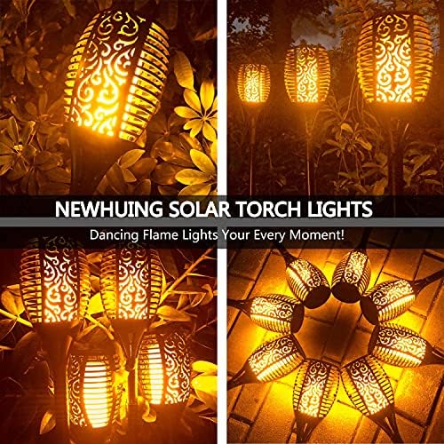 4PCs Solar Torch Lights Outdoor, 43 inch 96 LED, Waterproof Landscape Garden Pathway Light with Vivid Dancing Flickering Flames