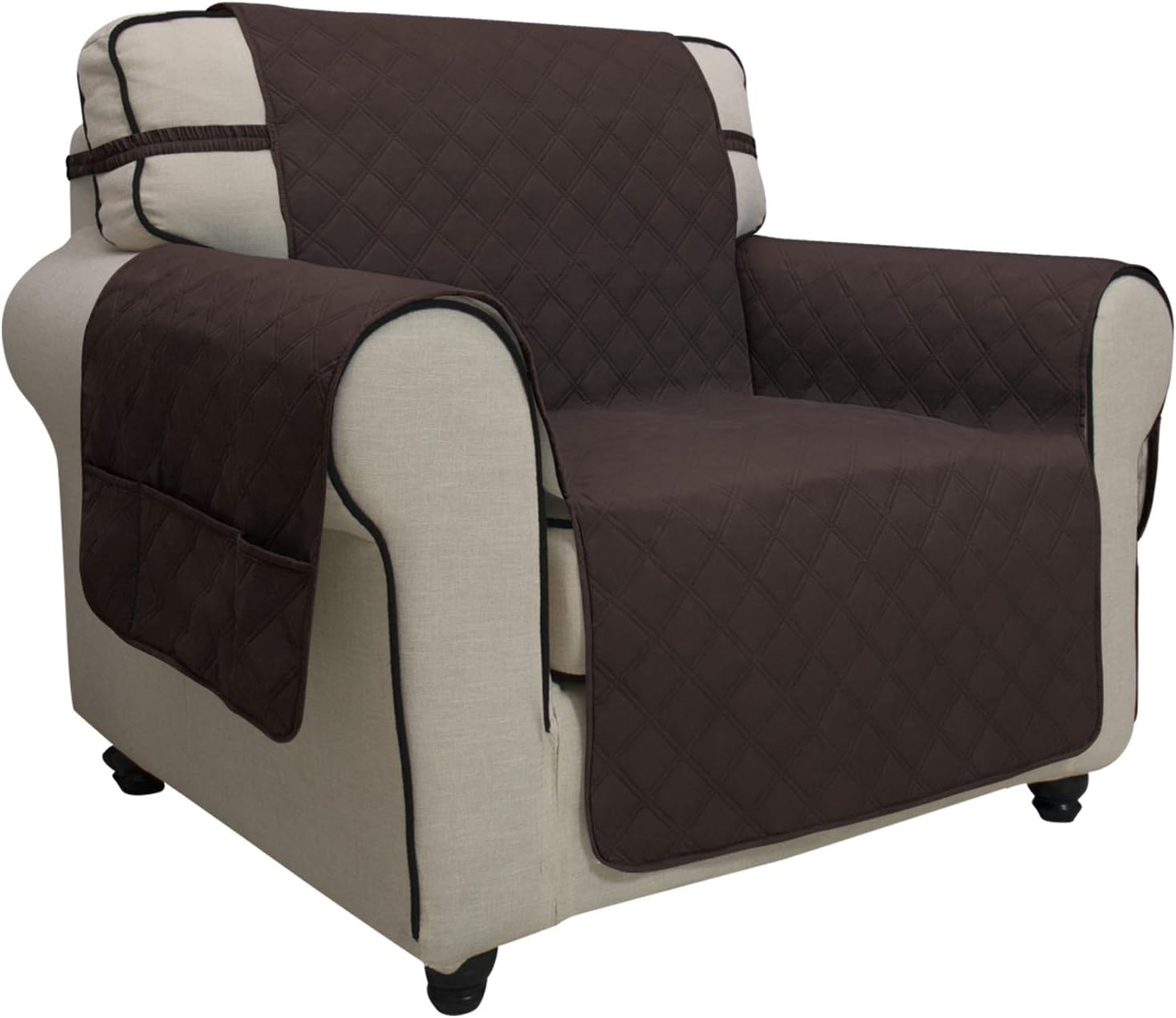 Easy-Going Waterproof Non-Slip Couch Cover, Small Recliner, Chocolate