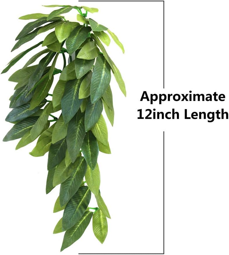SLSON Reptile Plants Hanging Silk Terrarium Plant with Suction Cup for Bearded Dragons, Lizards, Geckos