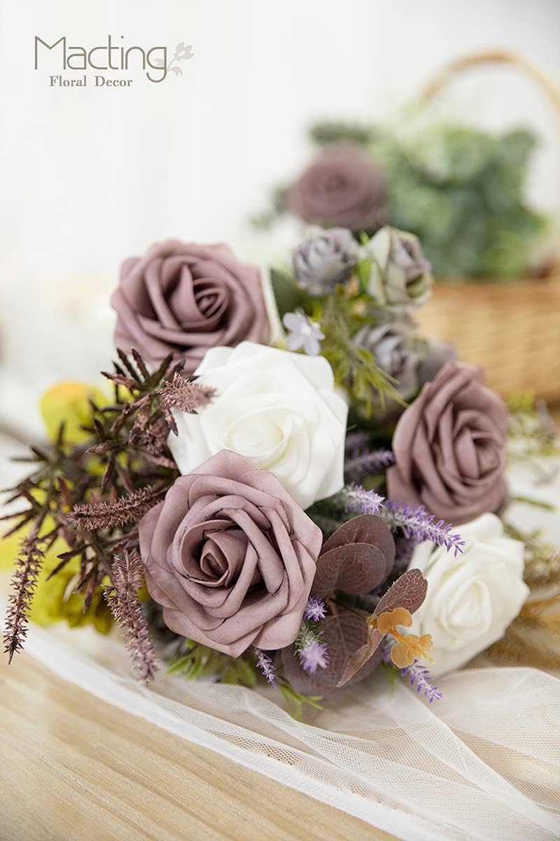 30PCS Yellow Artificial Flowers, Real Touch Fake Roses for Fall Decorations