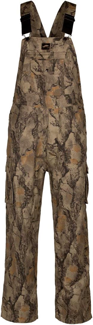 Uninsulated Camouflage Bib Overall for Men, Non-Insulated, Cotton Poly Blend Hunting Coveralls for Warm Weather