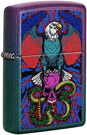 Zippo Eagles Dare Pocket Lighter - Refillable Flip-Top Windproof Lighters - Fierce Soaring Eagle Patriotic Design Pocket Lighters - Luxury Metal Lighter Made in USA