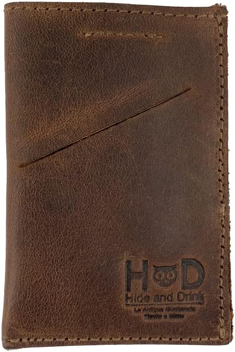 Hide & Drink, Soft Leather Wallet & Card Sleeve, Handmade Includes 101 Year Warranty (Bourbon Brown)