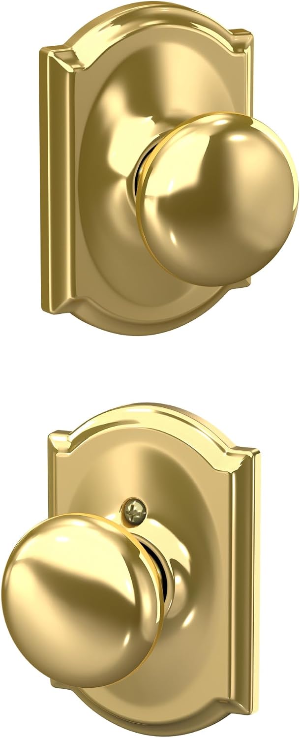 Schlage Plymouth Bed/Bath Privacy Door Knob with Lock, Satin Nickel | Interior bedroom or bathroom door knob with push button lock, Easy to install, Certified durability, Universal fit