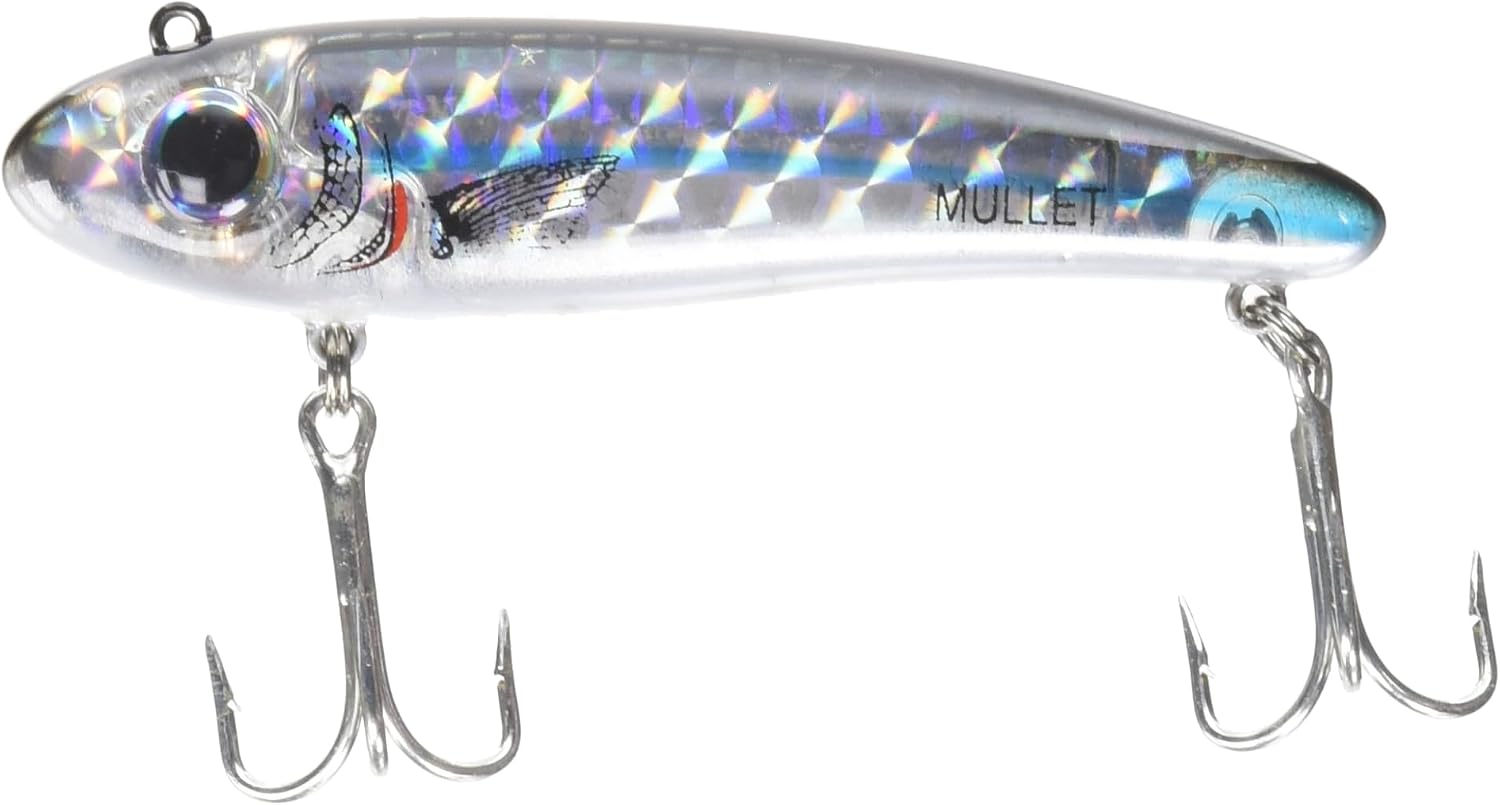 Bomber Lures Mullet Slow-Sinking Twitch / Walking Saltwater Fishing Lure - Excellent for Speckled Trout, Redfish, Stripers and More, 3 1/2 Inch, 5/8 Ounce
