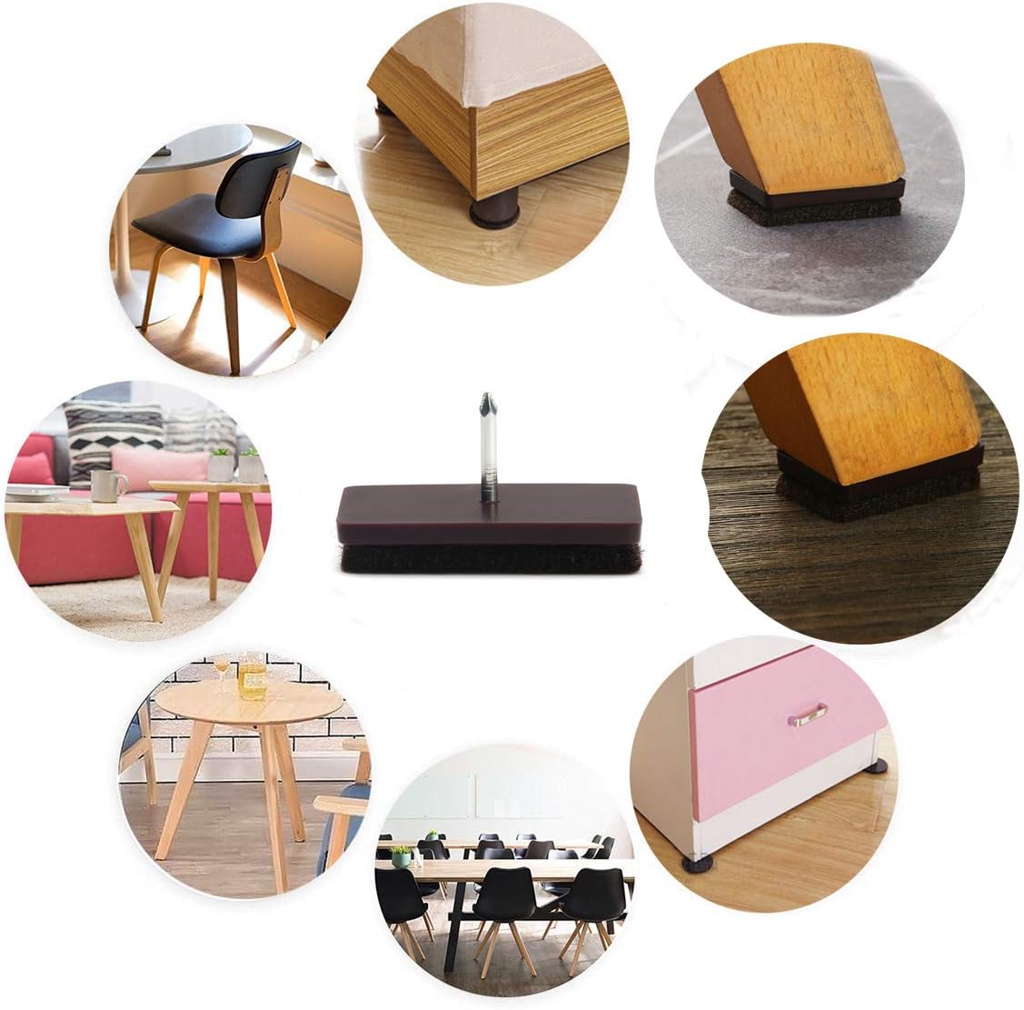 Furniture Felt Pads Nail-on Heavy Duty Felt Pad Chair Sliders Round Chair Leg Floor Protectors 1" Furniture Leg Protector 24 Pack