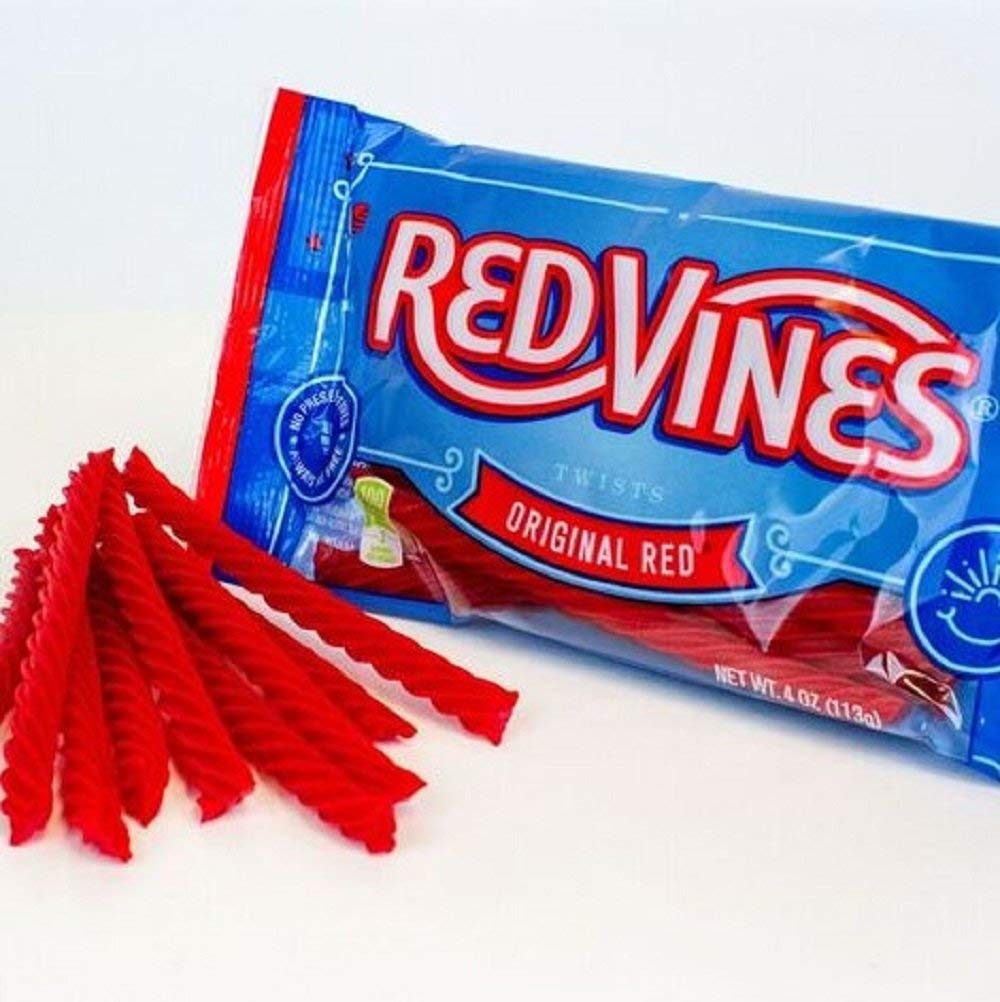 Red Vines Licorice Twists, Original Red Flavor, Soft & Chewy Candy, 4 Ounce (Pack of 24)