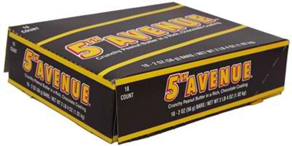 5TH AVENUE Chocolate Coated Peanut Butter Candy Bars, 2 oz, 18 Ct | Crunchy peanut butter candy bars coated in rich chocolate, ideal for vending, gifting and snack breaks.