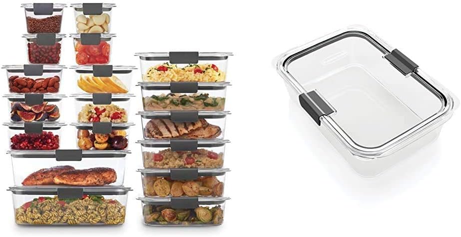 Rubbermaid Brilliance Food Storage Containers with Lids, Set of 22 | Large 9.6 Cup Container