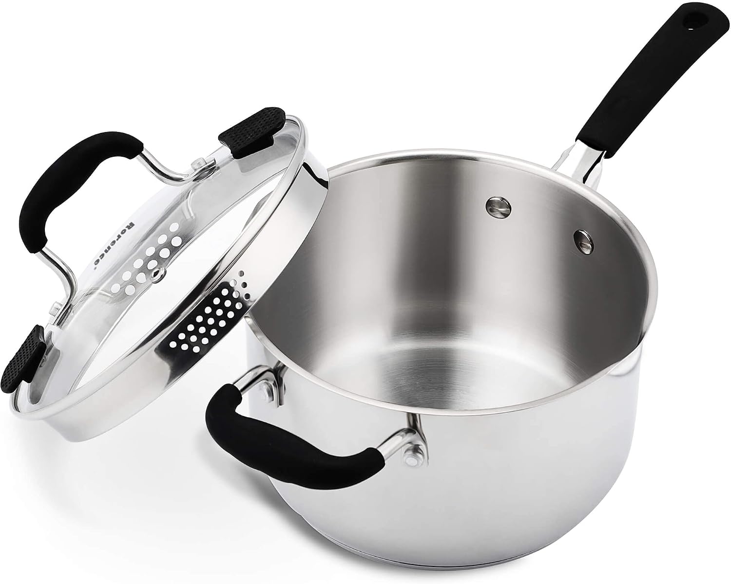 Rorence 6 Quart Stainless Steel Stock Pot, Induction Cooking Pot with Lid