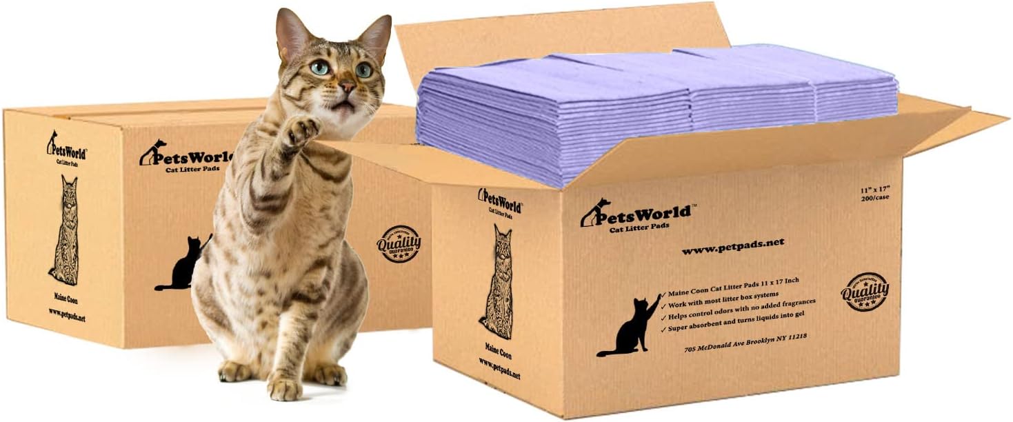 PetsWorld Universal Fit Cat Pad Refills for Litter Box, Fresh Scent, Odor Control, Pack of 200