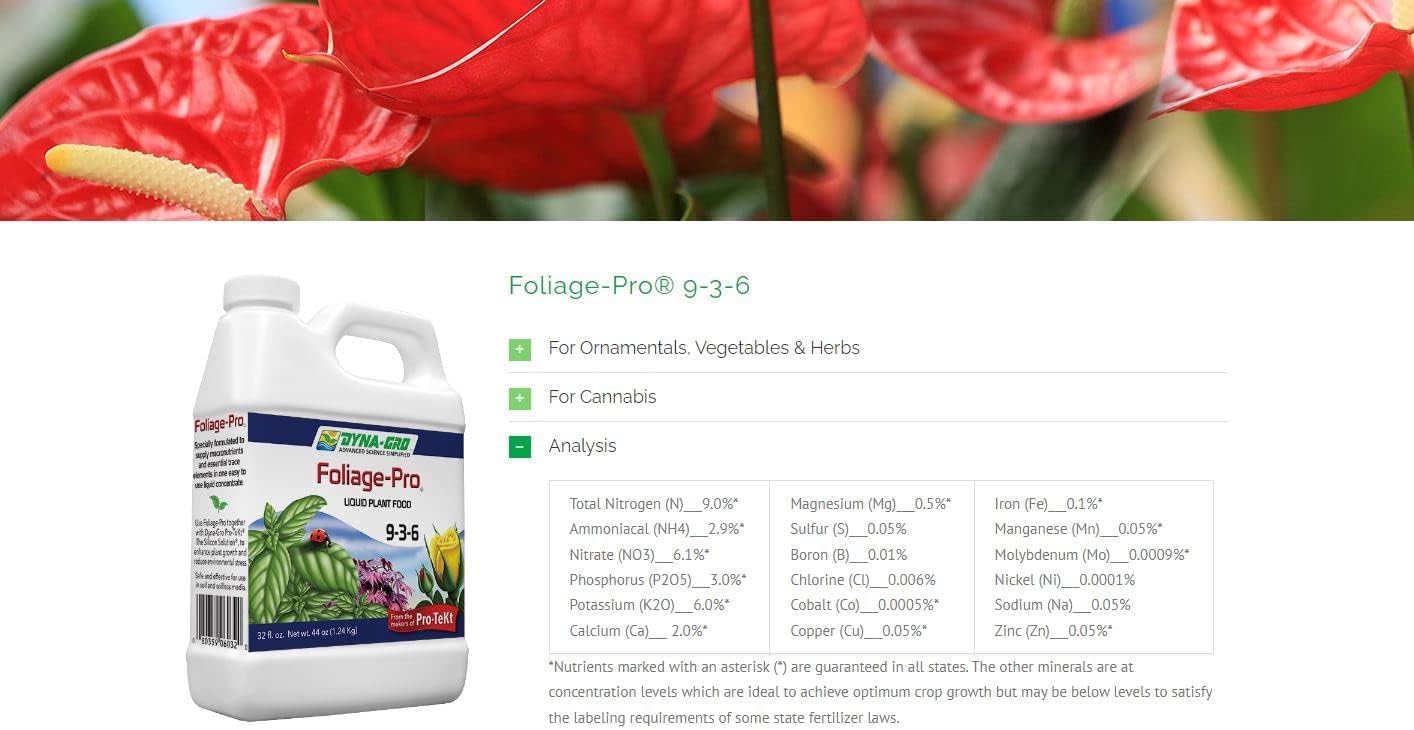Dyna-Gro Foliage-Pro Nutrient, 1 Qt (DYFOL032)