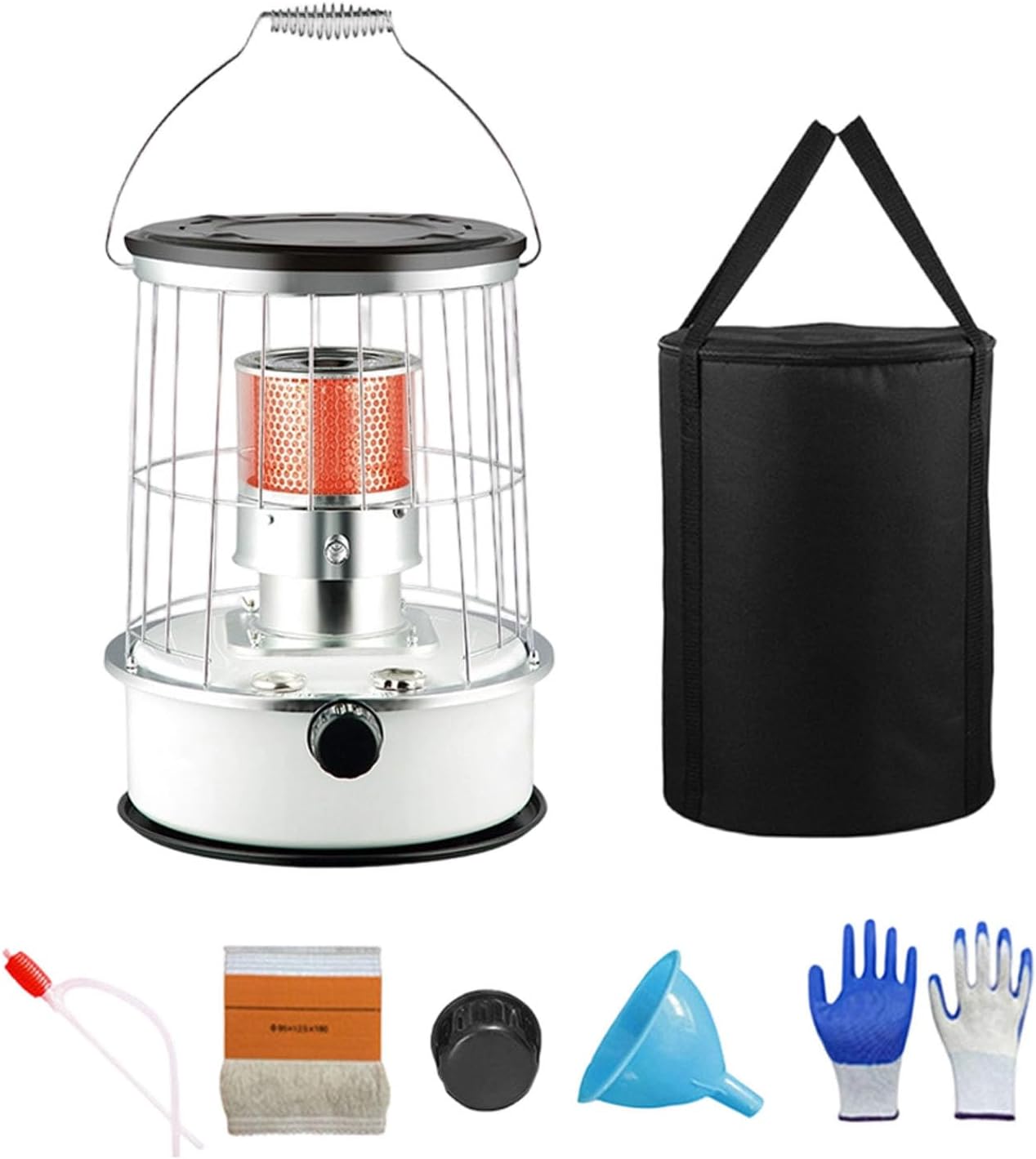 Kerosene Heater - 9000 BTU Non Electric Heater, Large Capacity with Tipping Protection, 20H Runtime Heating for Indoor Outdoor Garage Camping Emergency Heat Cooking, Red