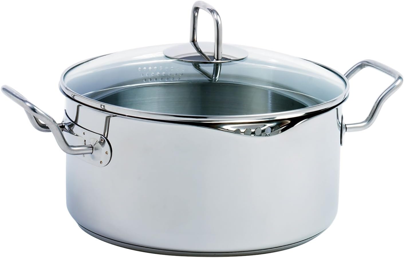 Norpro KRONA 5 Quart Vented Pot with Straining Lid, Stainless Steel,645,Silver